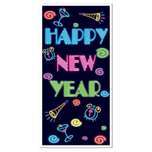 Club Pack of 12 New Years Themed Happy New Year Door Cover Party Decorations 5' - All
