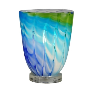 8.25 Summerland Sapphire Blue and Green Swirl Hand Crafted Glass Accent Lamp - All