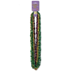Club Pack of 144 Mardi Gras Multi-Colored Satin Swirl Beaded Necklace Party Favors 33'' - All