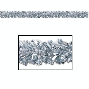Pack of 12 Shiny Metallic Silver Foil Tinsel 6-Ply Christmas Garlands 15' Unlit - All
