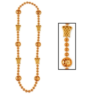 Club Pack of 12 Orange Basketball Beaded Necklace Party Favors 36 - All