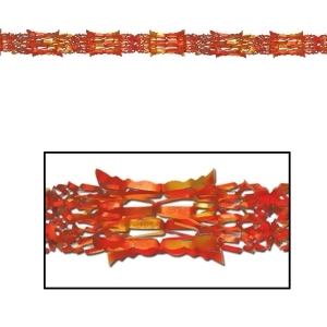 Club Pack of 12 Metallic Gold Orange and Red Autumn Harvest Garland Party Decorations 9' Unlit - All