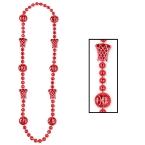 Club Pack of 12 Red Basketball Beaded Necklace Party Favors 36 - All