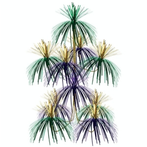 Club Pack of 12 Green Gold and Purple Mardi Gras Firework Chandelier Hanging Party Decorations 24 - All