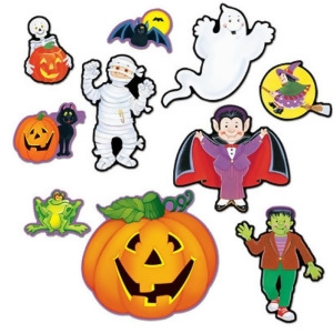 Club Pack of 120 Pumpkins Monsters Vampires and Ghost 2 Sided Design Halloween Cutout Decorations - All