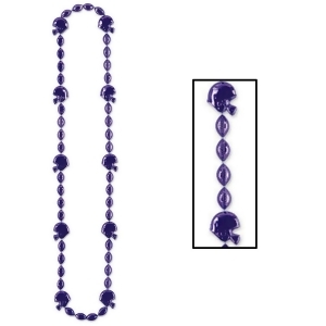 Club Pack of 12 Metallic Purple Football Helmet Beaded Necklace Party Favors 36 - All