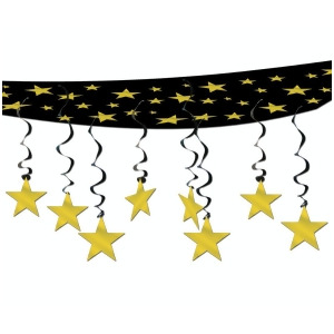 Pack of 6 New Year Hollywood Theme Party Gold Stars Hanging Ceiling Decorations 12' - All