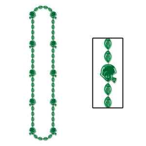 Club Pack of 12 Metallic Green Football Helmet Beaded Necklace Party Favors 36 - All