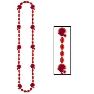 Club Pack of 12 Metallic Red Football Helmet Beaded Necklace Party Favors 36 - All