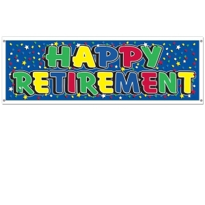 Club Pack of 12 Multi-Colored Retirement Themed Happy Retirement Sign Banner Party Decorations 5' - All
