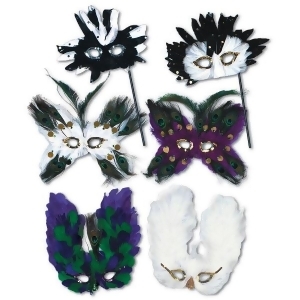 Club Pack of 12 Ultima Fanci-Feather Halloween Masks Adult Sized - All