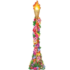 Club Pack of 12 Jointed Tropical Island Theme Floral Tiki Torch Party Decorations 4' - All