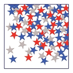 Club Pack of 12 Patriotic Red Silver and Blue Fanci-Fetti Star Celebration Confetti Bags 1 oz. - All