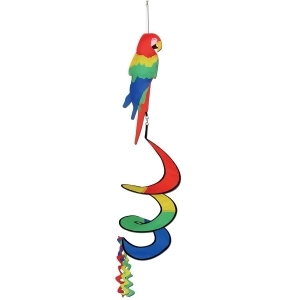 Club Pack of 12 All-Weather Multi-Colored Tropical Luau Parrot Wind-Spinner Hanging Decorations 3.5' - All