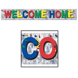 Club Pack of 12 Metallic Welcome Home Fringed Banner Hanging Decorations 5' - All