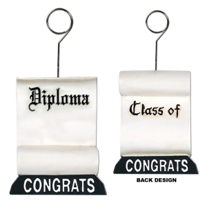 Pack of 6 Black and White Graduation Diploma Photo or Balloon Holder Party Decorations 6 oz. - All