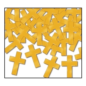 Club Pack of 12 Gold Fanci-Fetti Cross Celebration Confetti Bags 1 oz. - All