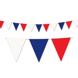 Club Pack of 12 Red White and Blue Patriotic Outdoor Pennant Banner Hanging Party Decorations 30' - All