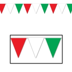 Club Pack of 12 Red White and Green Italian Outdoor Pennant Banner Hanging Party Decorations 30' - All
