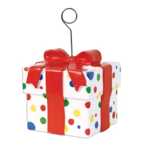 Pack of 6 Multi-Colored Polka Dot Gift Box Photo or Balloon Holder Party Decorations 6 oz. - All