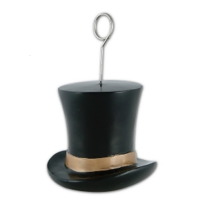 Pack of 6 Black and Gold Top Hat Photo or Balloon Holder Party Decorations 6 oz. - All