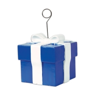 Pack of 6 White and Blue Gift Box Gift Box Photo or Balloon Holder Party Decorations 6 oz. - All