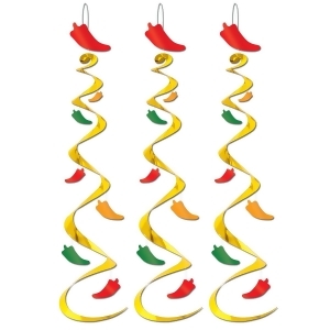 Club Pack of 18 Red Hot Chili Pepper Whirl Hanging Decorations 30 - All