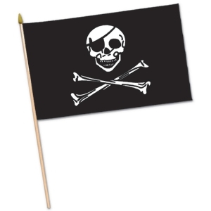 Club Pack of 12 Nautical Themed Black and White Skull and Crossbone Pirate Flag Decorations 22 - All