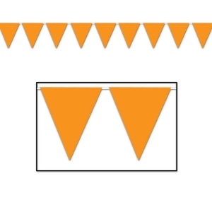 Club Pack of 12 Orange Outdoor Pennant Banner Hanging Party Decorations 12' - All