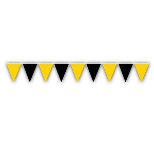 Club Pack of 12 Black and Golden-Yellow Sports Themed Outdoor Pennant Banner Hanging Decorations 30' - All
