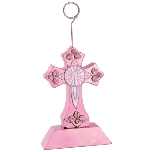 Pack of 6 Pink and White Cross Photo or Balloon Holder Party Decorations 6 oz. - All
