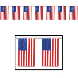 Club Pack of 12 Patriotic Outdoor American Flag Banner Hanging Party Decorations 60' - All