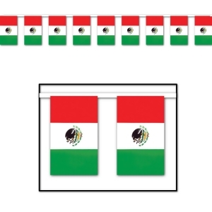 Club Pack of 12 Red White and Green Outdoor Mexican Flag Banner Hanging Party Decorations 60' - All