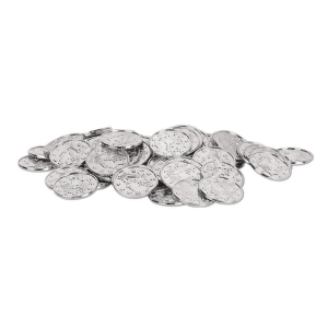 Club Pack of 1200 Metallic Silver Pirate Coin Party Favors 1.5'' - All