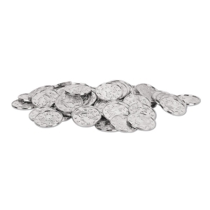 Club Pack of 1200 Metallic Silver Pirate Coin Party Favors 1.5'' - All