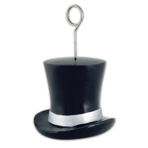 Pack of 6 Black and Silver Top Hat Photo or Balloon Holder Party Decorations 6 oz. - All