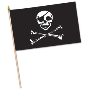 Club Pack of 12 Black and White Crossbones Pirate Flag Food Drink or Decoration Party Picks 4 - All