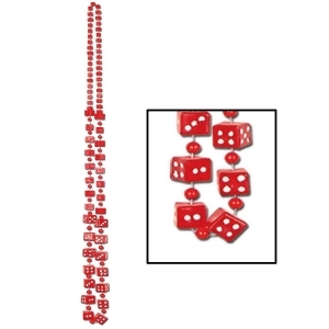 Club Pack of 12 Red Dice Casino Themed Beaded Necklace Party Favors 48 - All