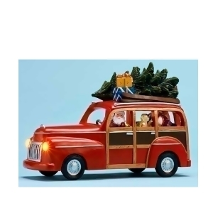 9 Musical Lighted Red Station Wagon with Santa Claus Christmas Figure - All