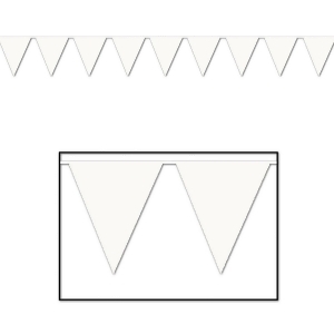 Club Pack of 12 White Outdoor Pennant Banner Hanging Party Decorations 12' - All