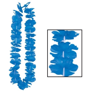 Pack of 12 Bright Blue Hawaiian Luau Tropical Beach Party Floral Lei Necklaces 36 - All