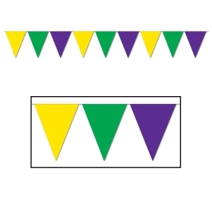 Club Pack of 12 Multi-Colored Mardi Gras Themed Outdoor Pennant Banner Hanging Party Decorations 12' - All