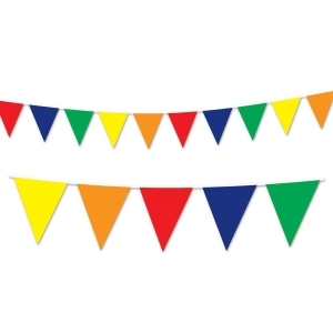 Club Pack of 12 Multi-Colored Circus Themed Outdoor Pennant Banner Hanging Party Decorations 30' - All