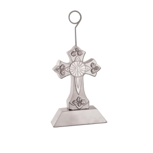 Pack of 6 Silver and White Cross Photo or Balloon Holder Party Decorations 6 oz. - All