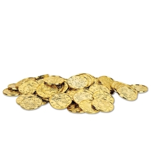 Club Pack of 1200 Metallic Gold Pirate Coin Party Favors 1.5'' - All