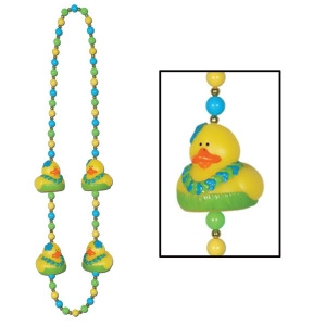 Pack of 12 Colorful Tropical Beach Luau Rubber Duckie Party Bead Necklaces 42 - All