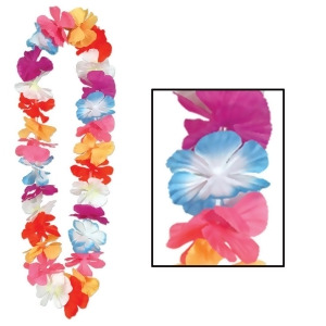 Pack of 12 Hawaiian Luau Rainbow Color Tropical Beach Party Flower Lei Necklaces 36 - All