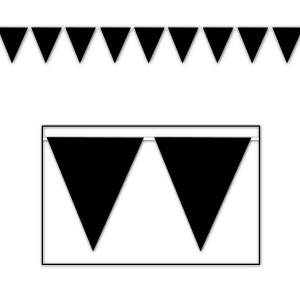 Club Pack of 12 Black Outdoor Pennant Banner Hanging Party Decorations 12' - All
