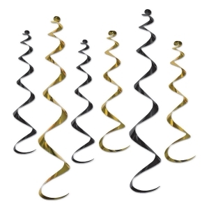 Club Pack of 36 Metallic Black and Gold Twirly Whirly Hanging Decorations 36 - All
