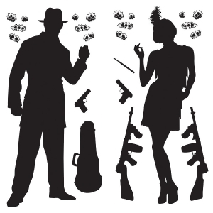 Club Pack of 288 Roaring 20's Gangster Guns and Bullet Holes Wall Decorations 5' 3 - All